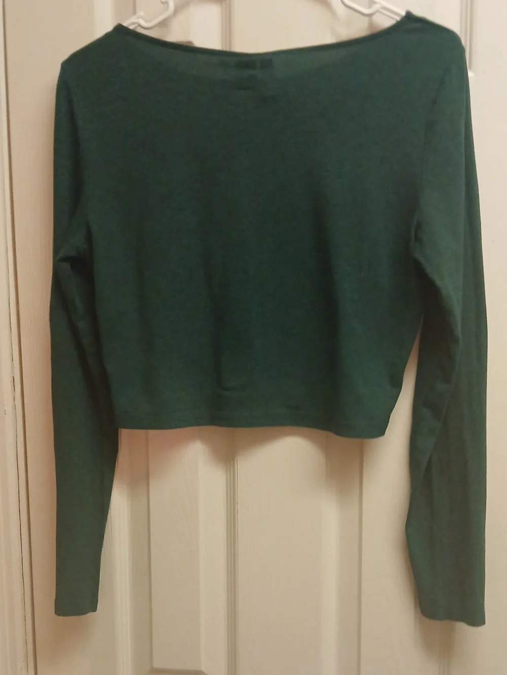 ​H&M DIVIDED Emerald Forest Green Long Sleeve Cropped Top - Size Large